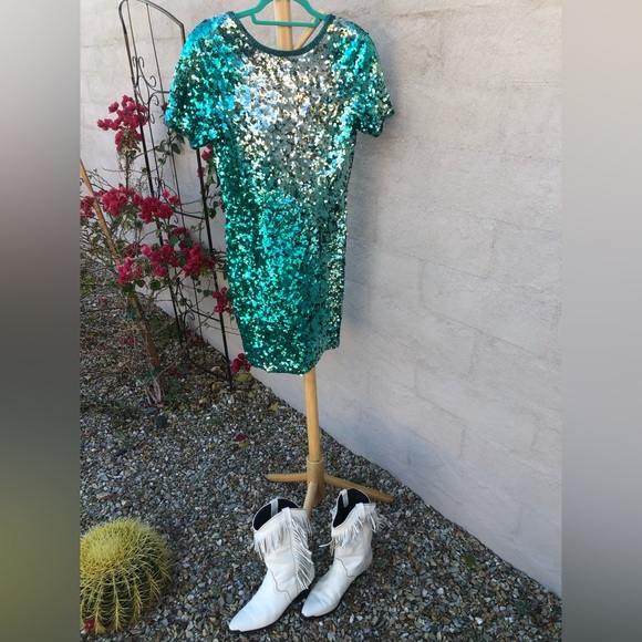 mini ombré beaded and sequin mini dress - Picture 2 of 13